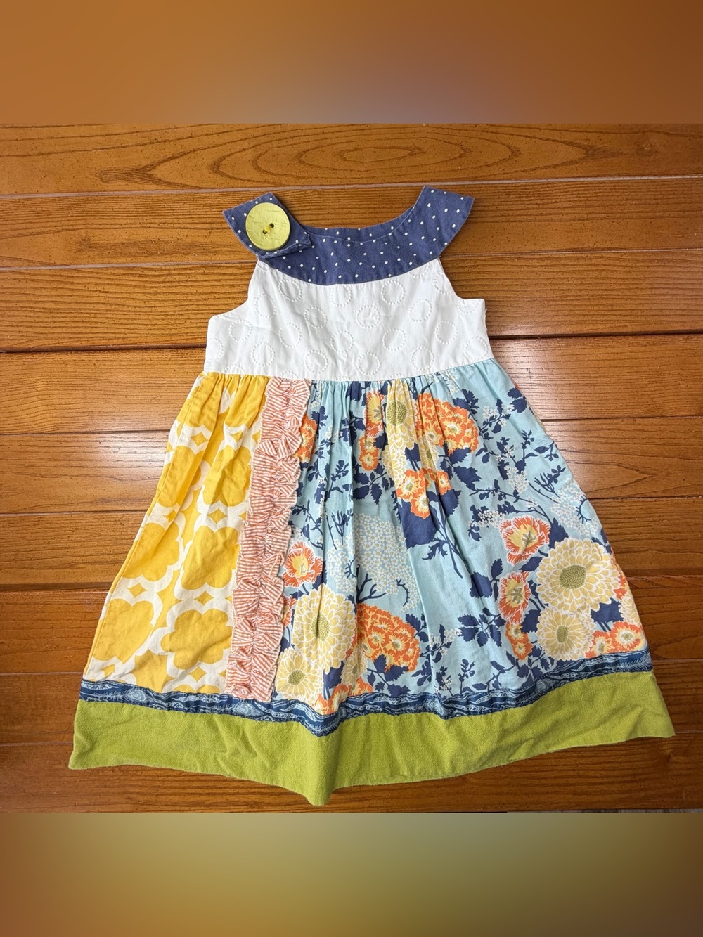 Persnickety Clothing Girls Size 6 Patchwork Twirl Dress Boho Floral- 6Y